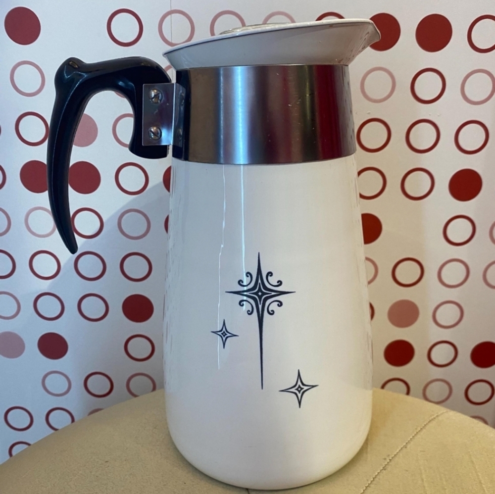 Rare Vintage 1959 CorningWare Starburst  | 8 Cup Atomic Mid-Century Coffee Pot |